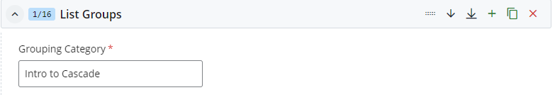 List Groups section in cascade with grouping category of Intro to Cascade