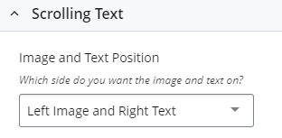 Scrolling text tier in cascade with a drop down for image and text position