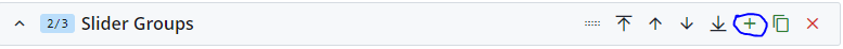 Slider Groups tier header in cascade with the green plus button circled