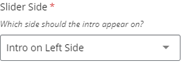 slider settings for Slider Side with selection of Intro on Left Side
