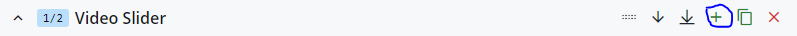 Video Slider tier heading in cascade with the green + button circled