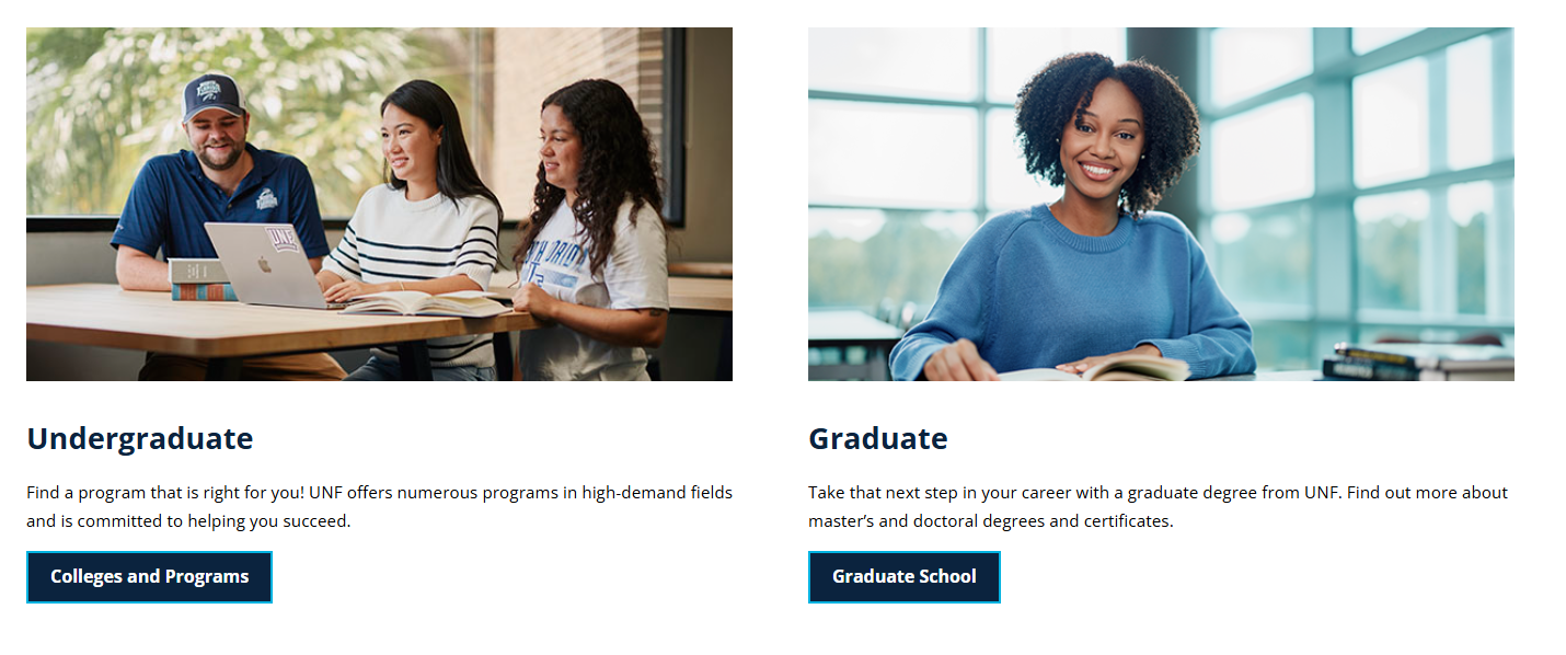 teaser homepage about undergraduate and graduate programs