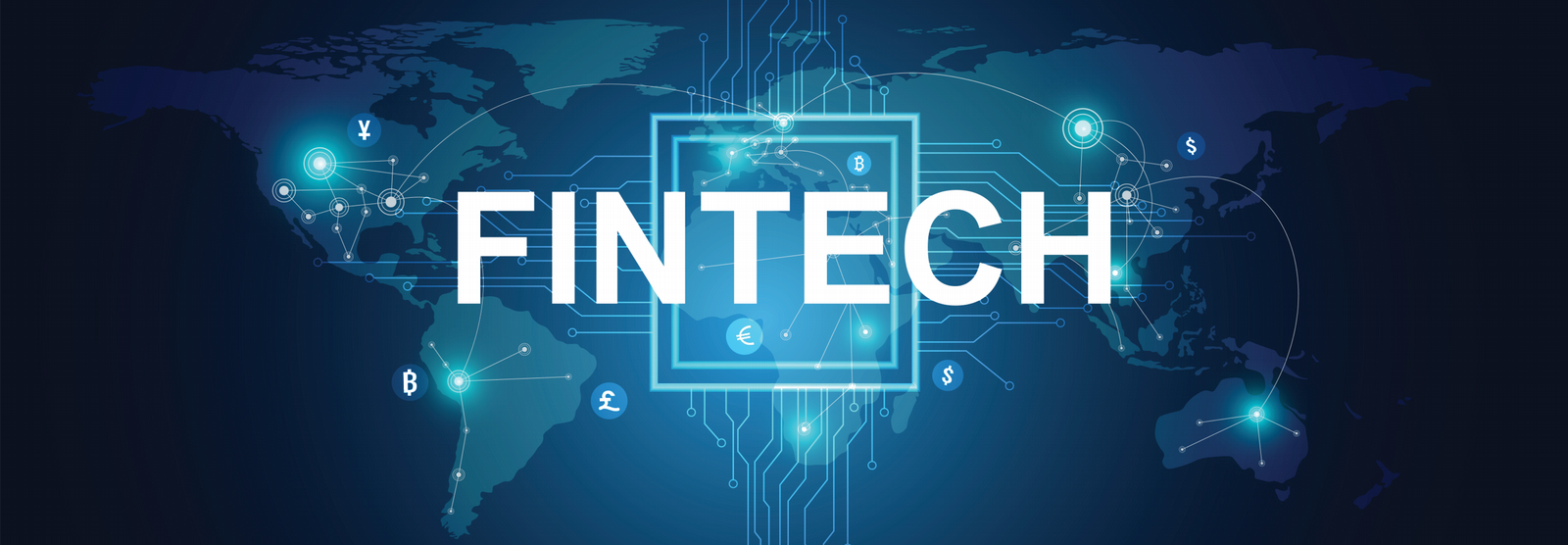 FinTech on a world map background