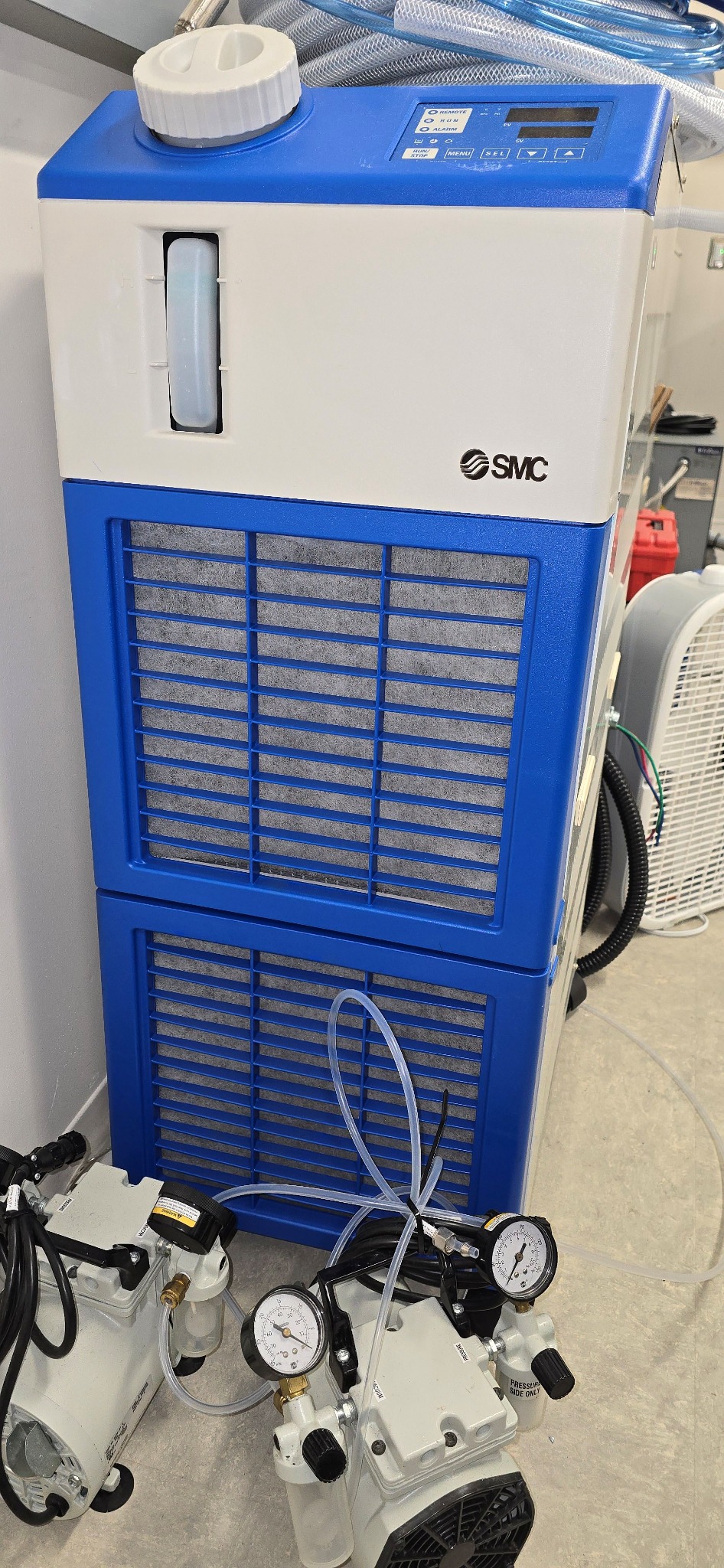 SMC thermo chiller and vacuum pumps