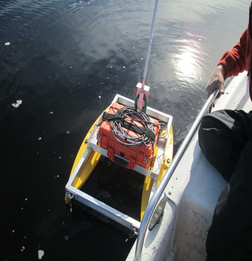 Close-up of FDOT buoy-mounted hydrophone system