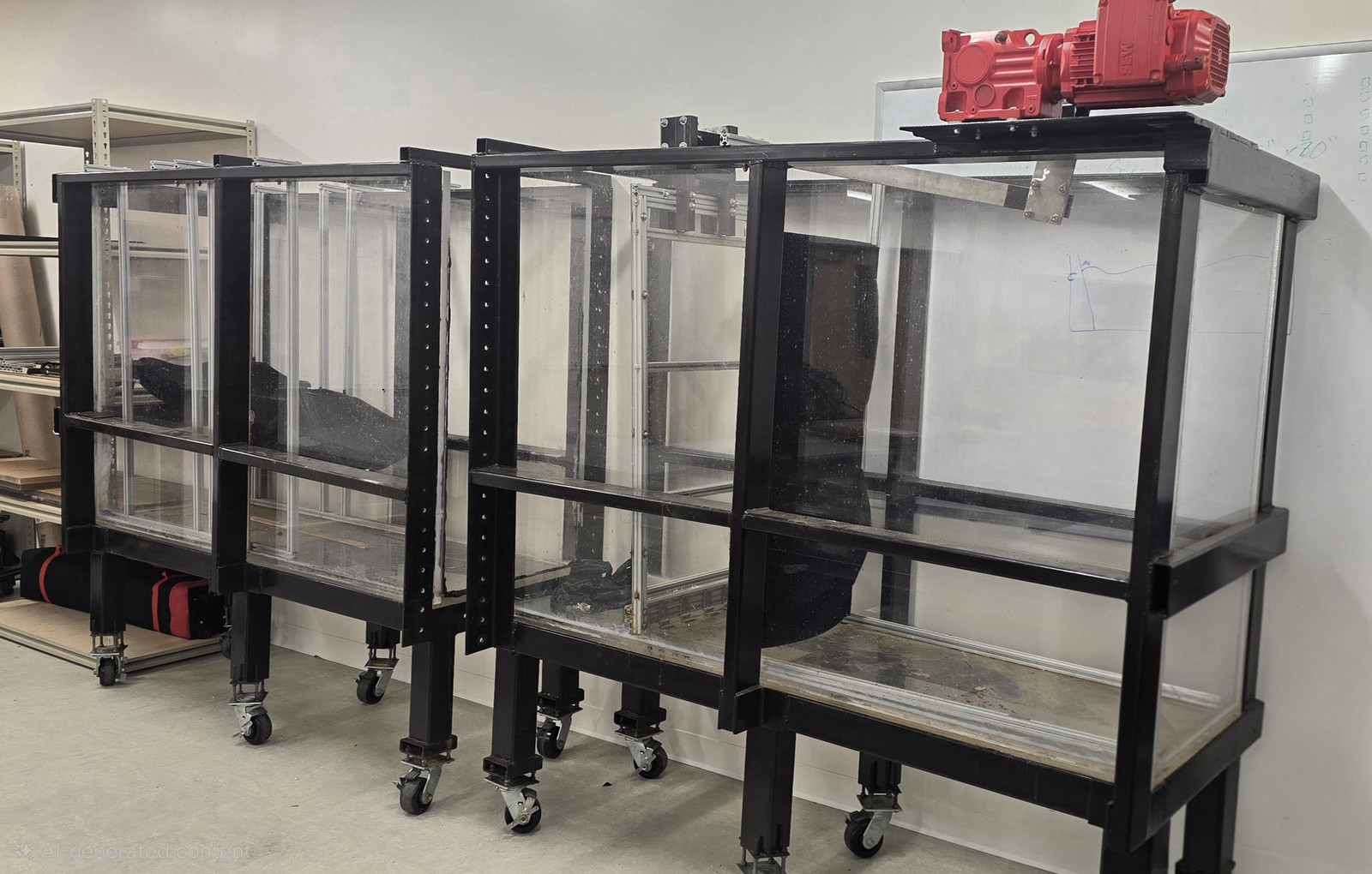 Transparent wave flume structure used for water wave testing