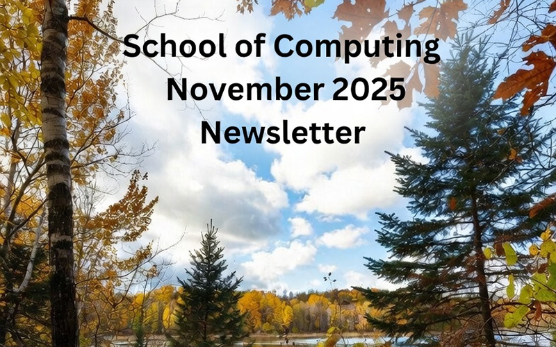 November 2025 newsletter on an image with Fall trees and a partly cloudy sky