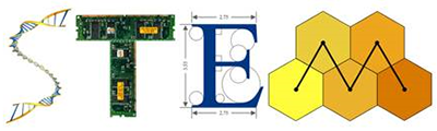 a graphic of the letters S, T, E and M