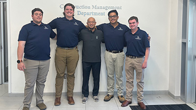 Gabriel Dioso, Liam Worth, Austin Conway, Evan Brown, Jackson Abshier, and Dr. Jonghoon posing for a team photo