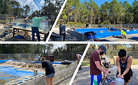 six people working on a construction site