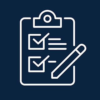 Outline of a clipboard with a pencil and two things check of on the clipboard