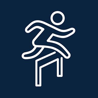 Outline of stick figure doing hurdler