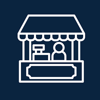 Outline of a market stall or booth