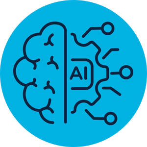 half brain half ai computer chip icon