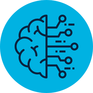 half brain half computer network icon