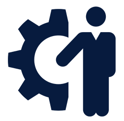 half a gear and a person icon