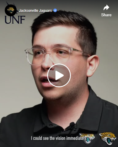 Jacksonville Jaguars video facebook thumbnail for UNF graphic design students working with the team