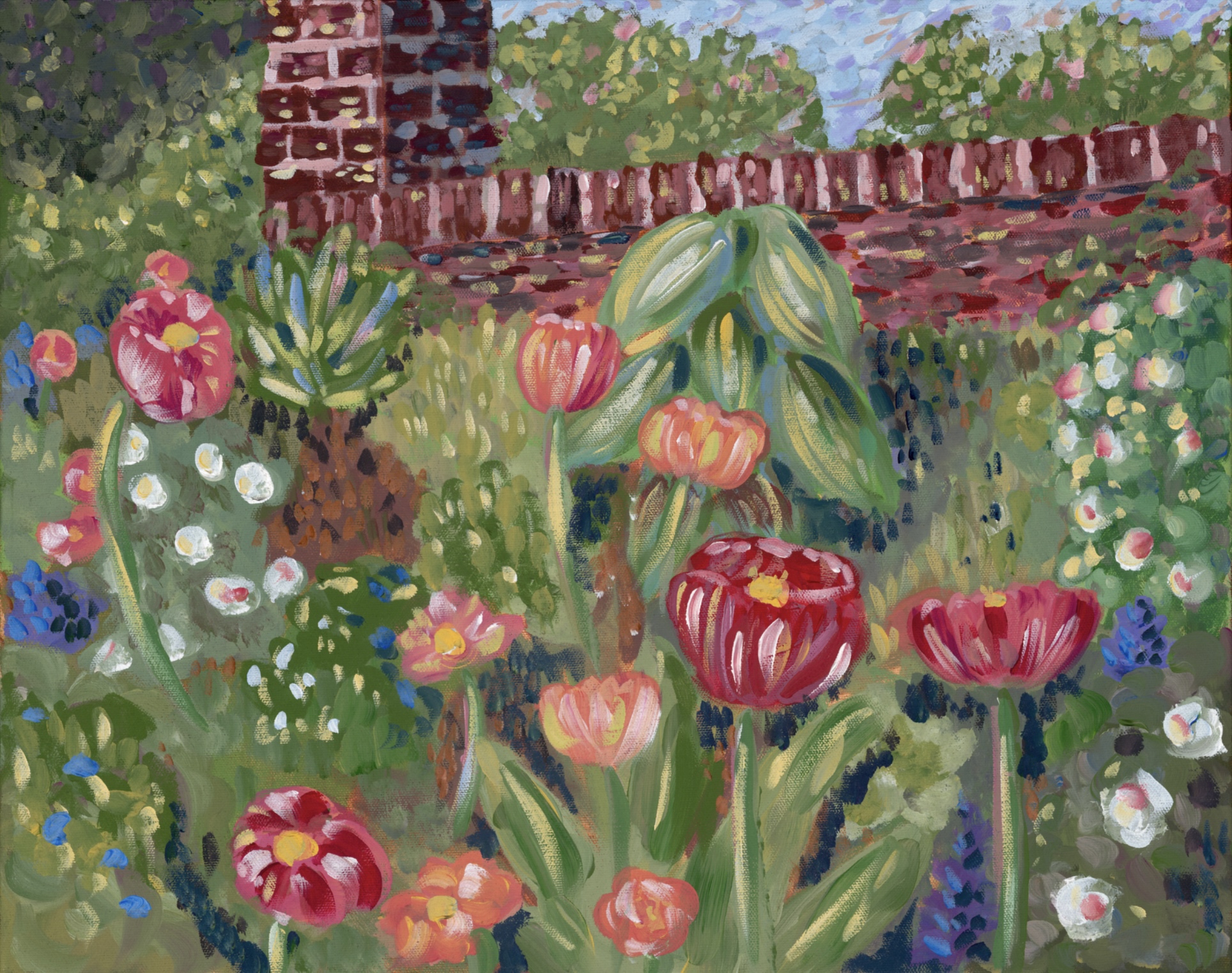 Spring Poppies in the English Garden by Nikki Dewberry