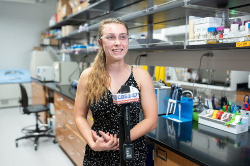 Elise Ballash discusses her research experiences with local media