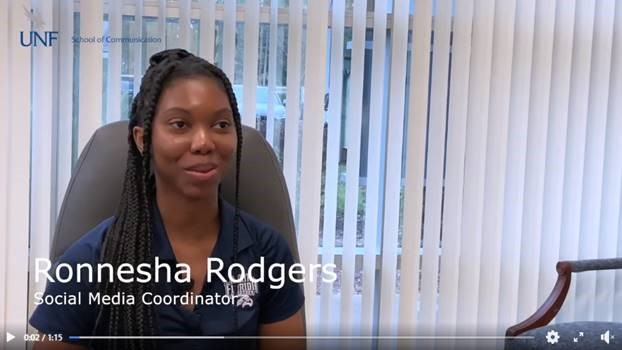 Ronnesha Rodgers video interview thumbnail text of Social Media Coordinator