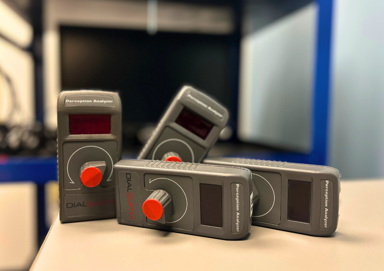 four perception analysis dials on a table