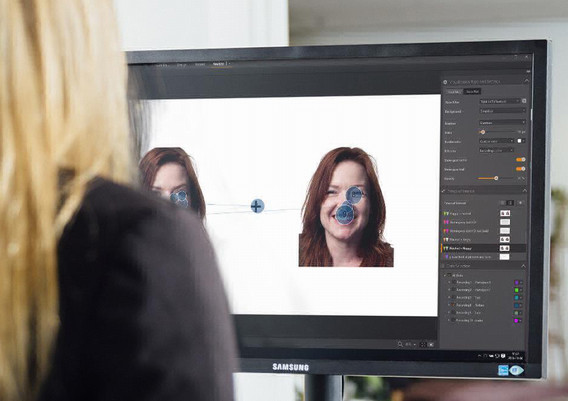 woman reviewing heatmap of eye tracking.
