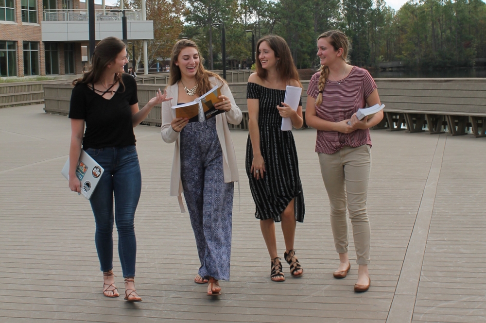 Undergraduates walking to class