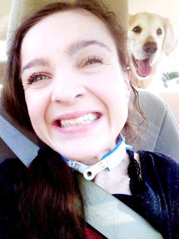 Morganne Lander, with her dog looking over her shoulder, hopes to work for Disney.