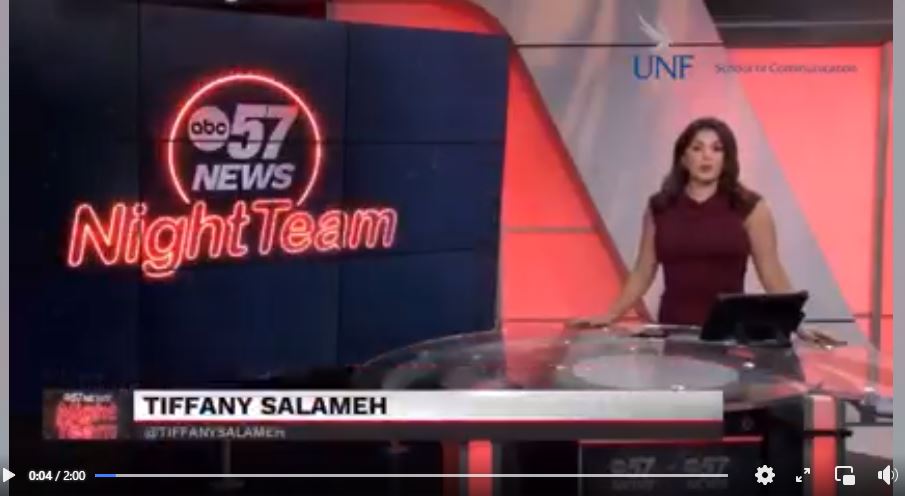 Tiffany Salameh appears in the newsroom studio of ABC 57 News.