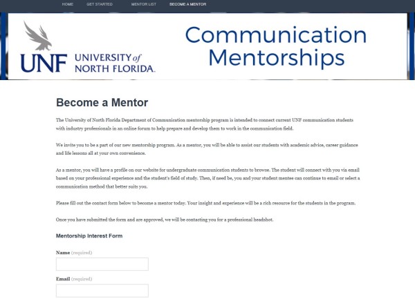  The mentors list is published on Communication's WordPress site.