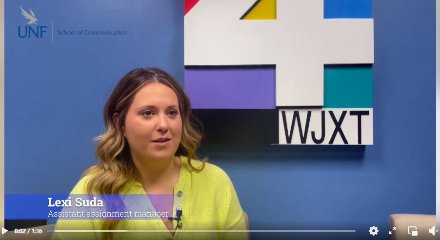 Lexi Suda with the WJXT sign in the background. 