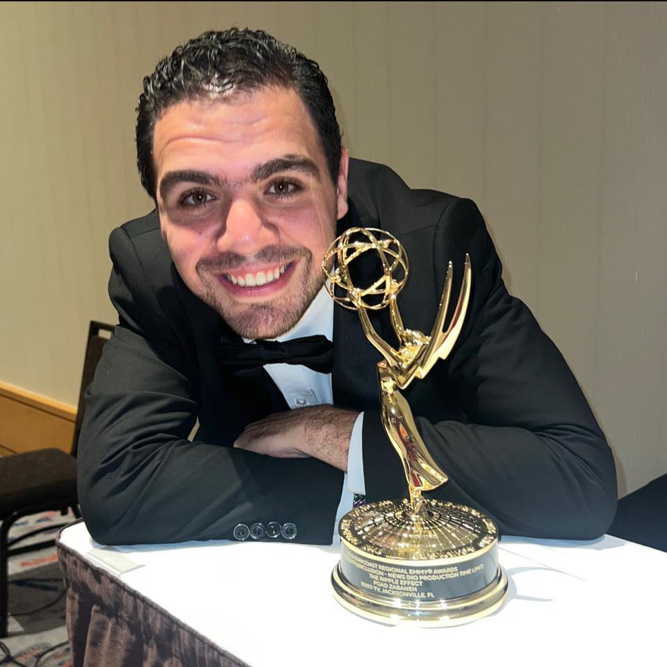 Head shot of Fouad Zabaneh with his Emmy.