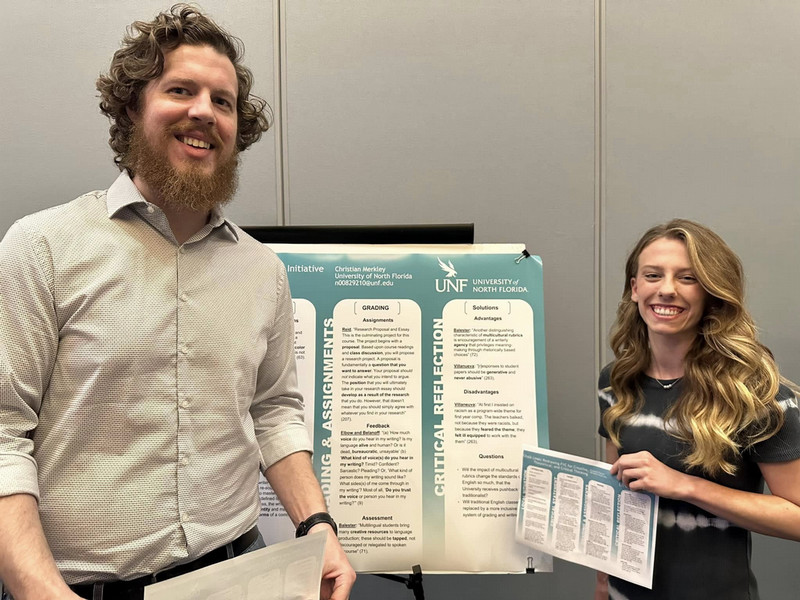 Two UNF English graduate students present research at the annual English Graduate Student Conference.