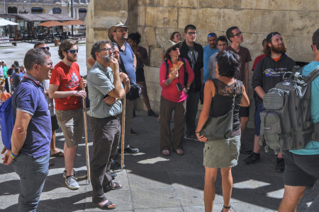 Students listening during historic site tour