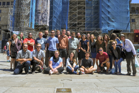 Students outside cathedral during study abroad