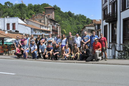 Students and faculty pose during study abroad field trip