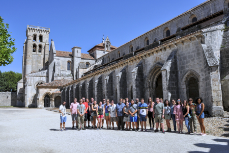Study abroad group at historic monastery