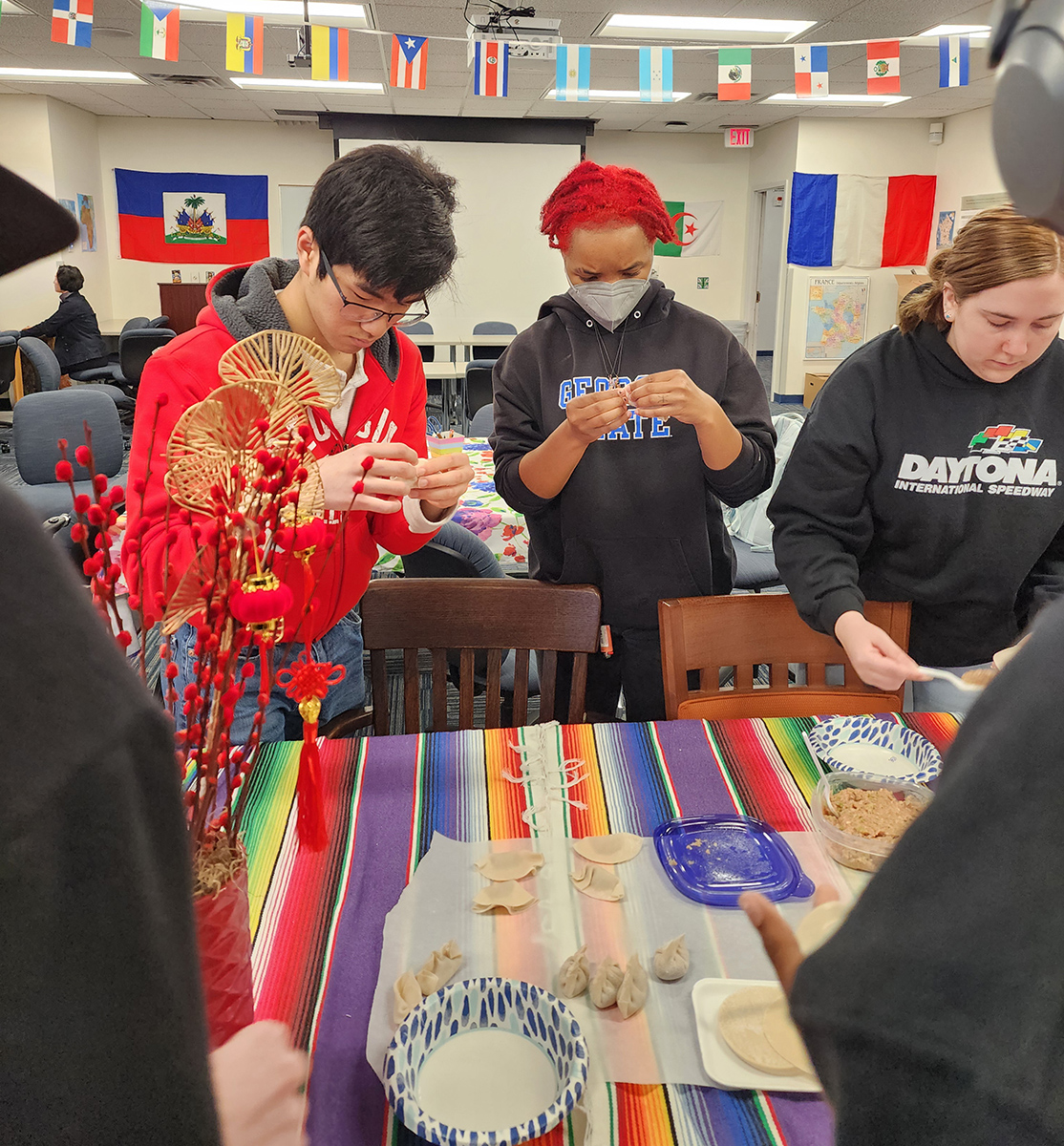 UNF students make dumplings for the Chinese New Year