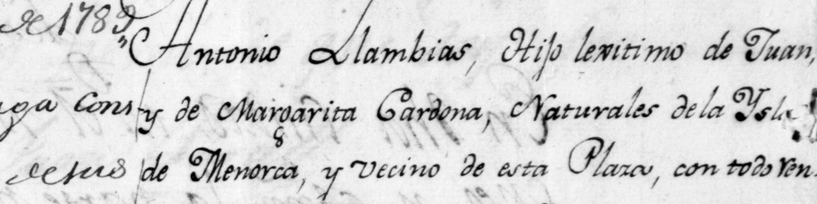 Selection from Antonio Llambias marriage case from East Florida Papers