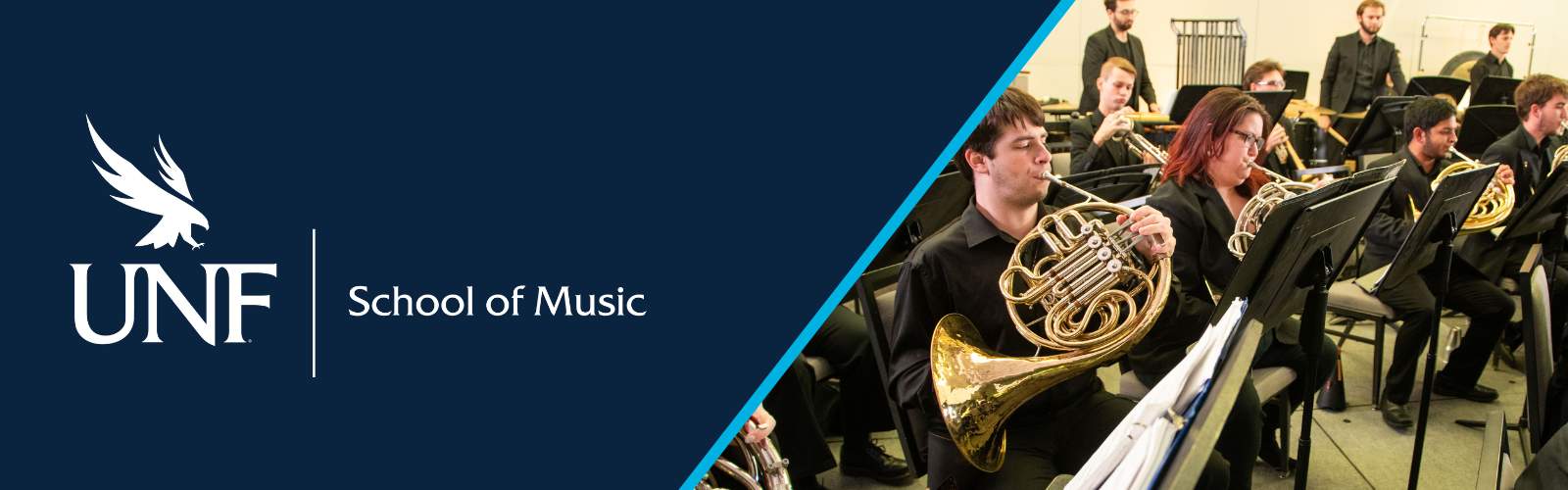Students playing brass instruments