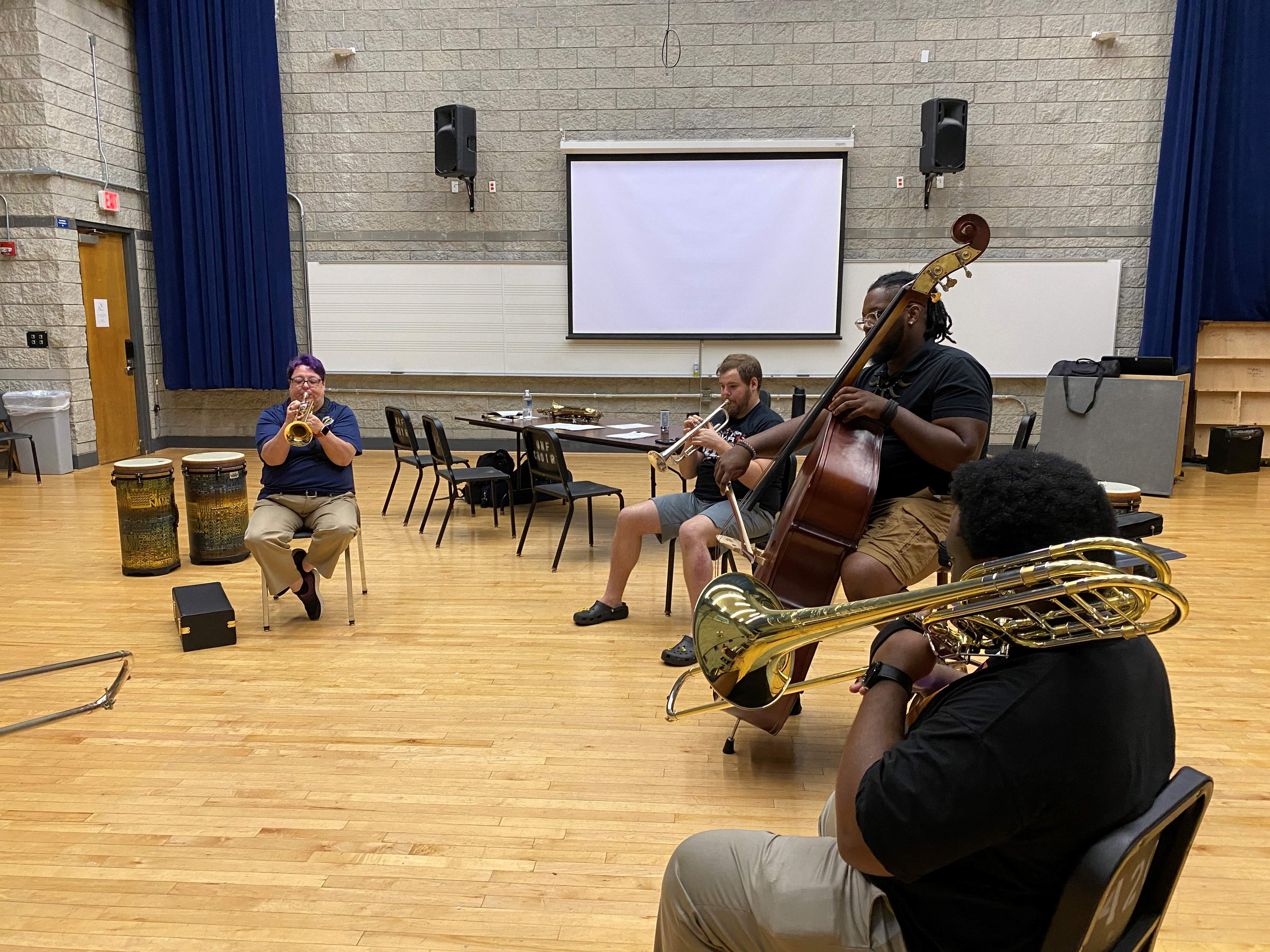 Students playing instruments