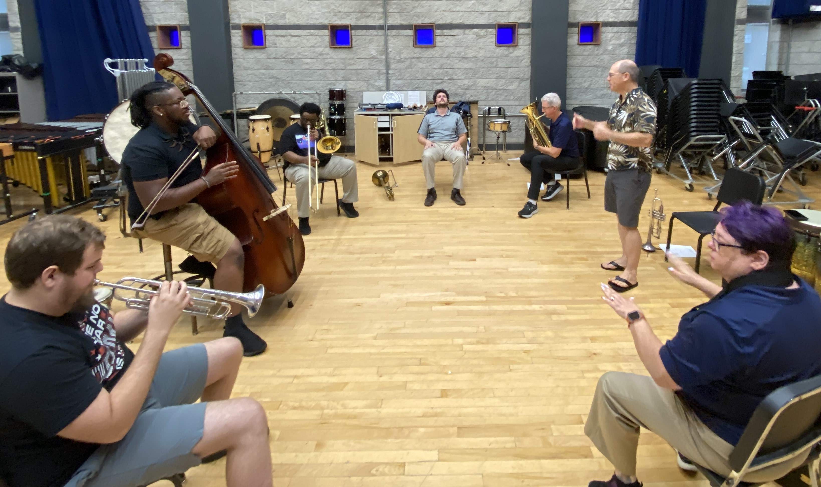 Students playing instruments