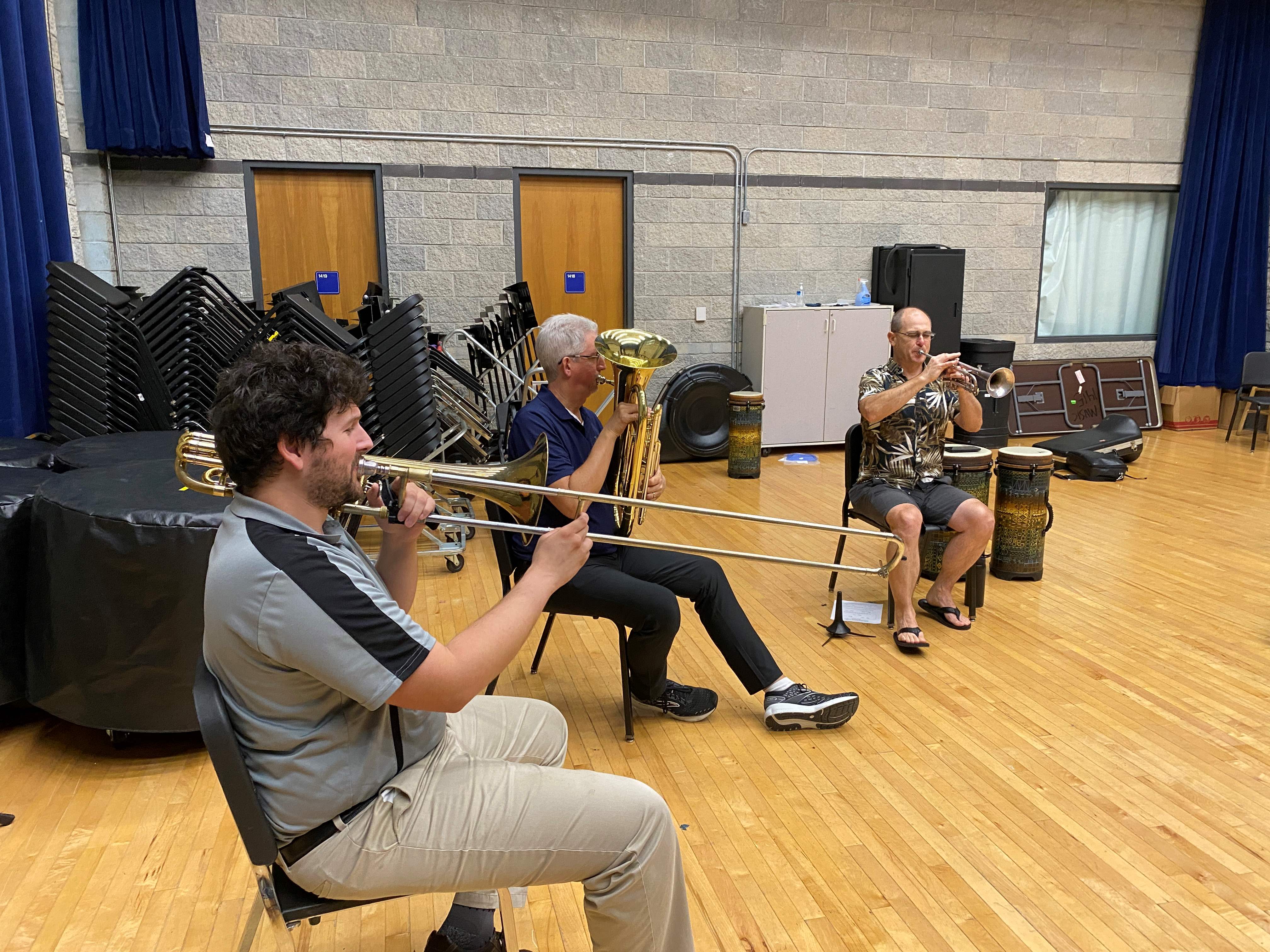 Students playing instruments