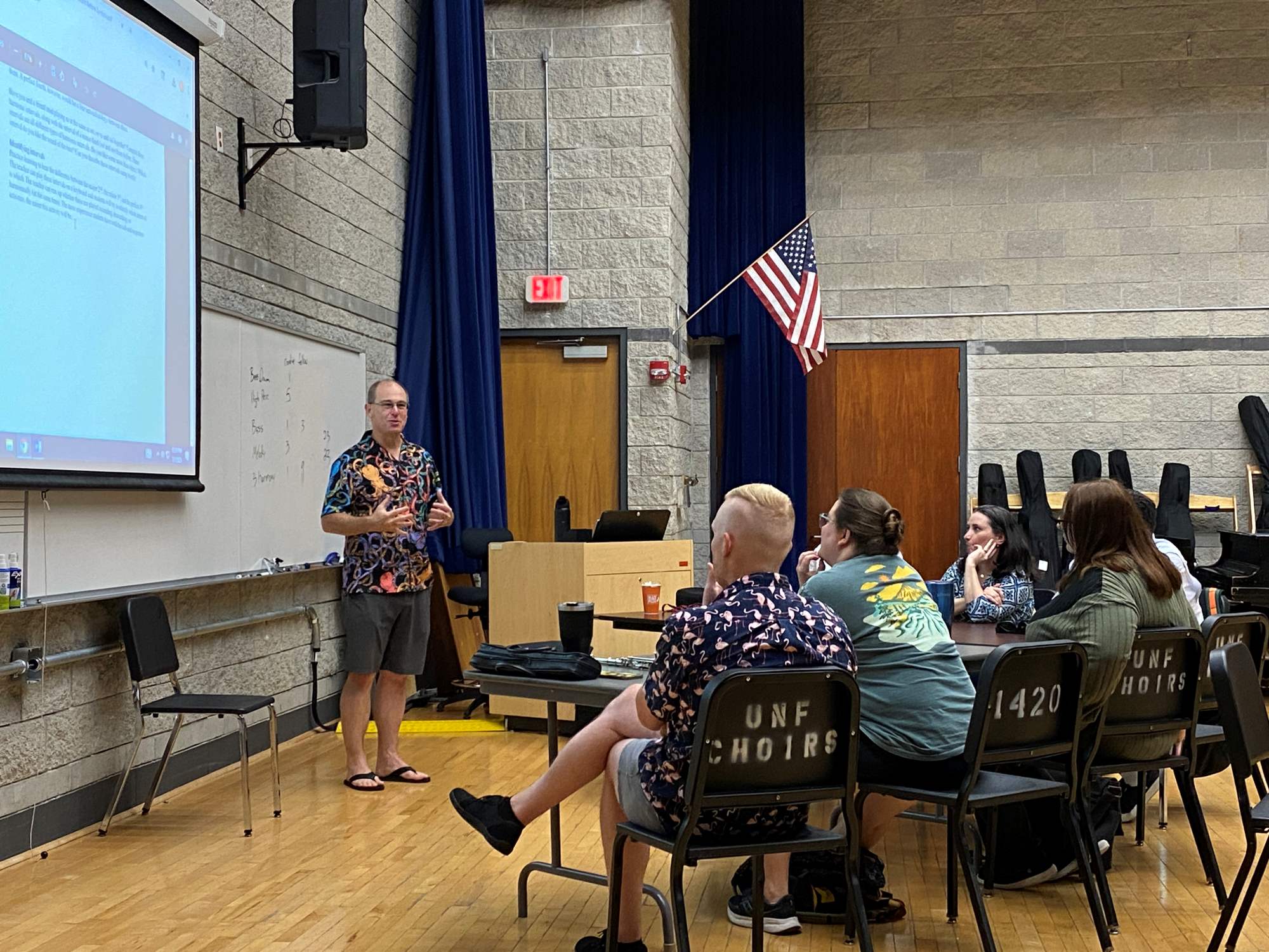 Professor speaking to students
