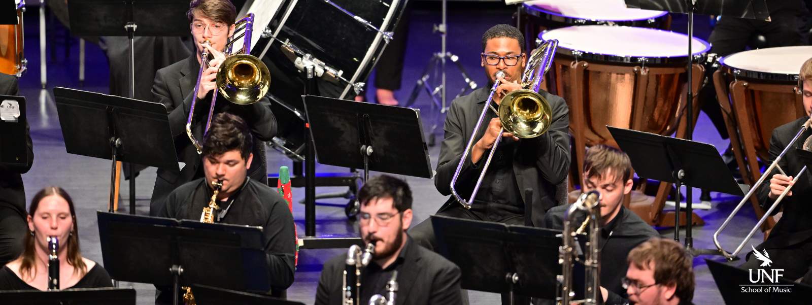 Students playing low brass.