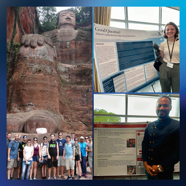 A collage featuring experiential leaning with philosophy students