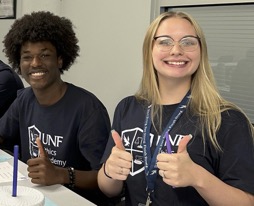 Two campers giving thumbs up 