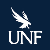 UNF navy logo with white letters