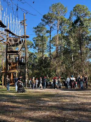 Students and faculty ziplining at Eco Adventure. 