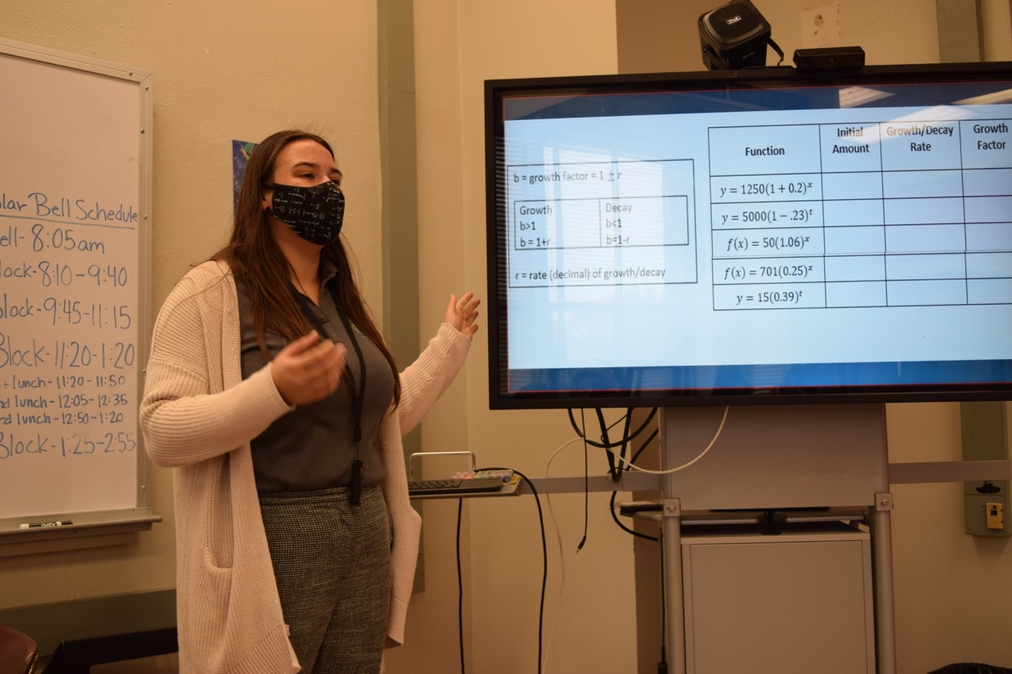 Jemimah Tassopoulos teaching in a classroom